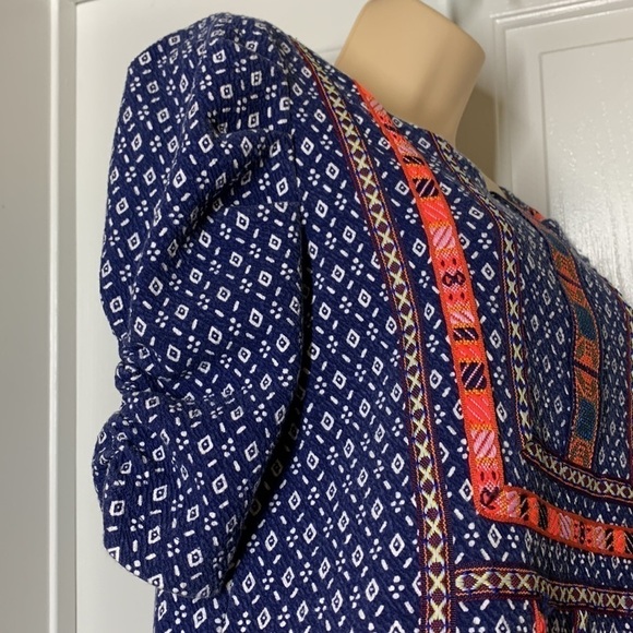 Anthropologie Akemi + Kin Blue Aztec Seva Embroidered Tunic size M - Picture 5 of 11